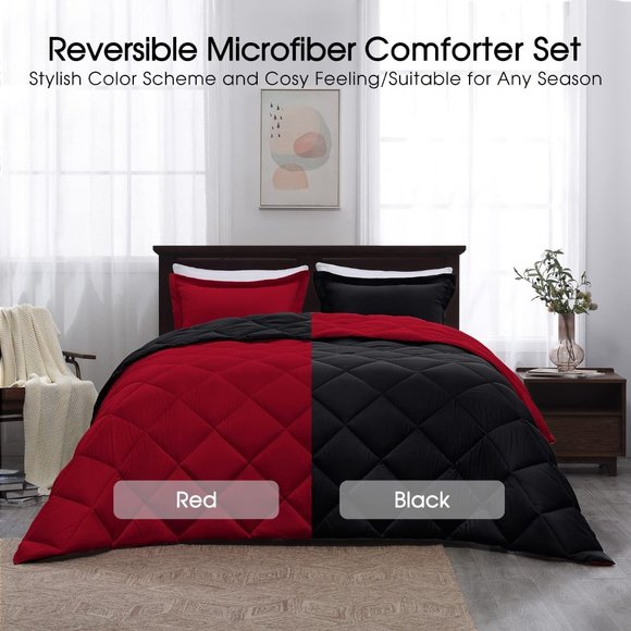 New Queen or  King Size Comforter Set -  Reversible Down Alternative - Picture 8 of 11